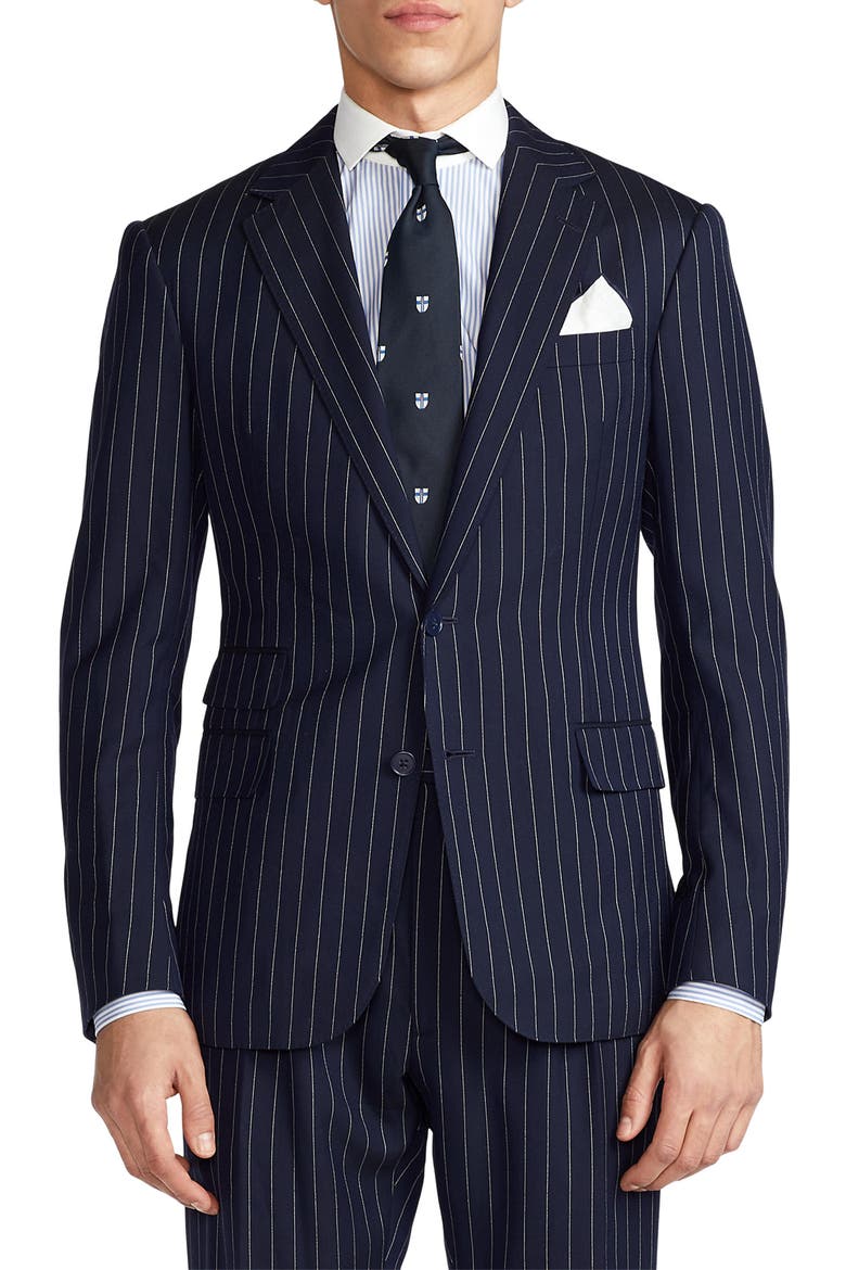 Ralph Lauren Purple Label Kent Pinstripe Wool & Cashmere Three