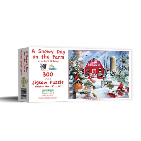 A Snowy Day on the Farm 300 piece Jigsaw Puzzle for Adults