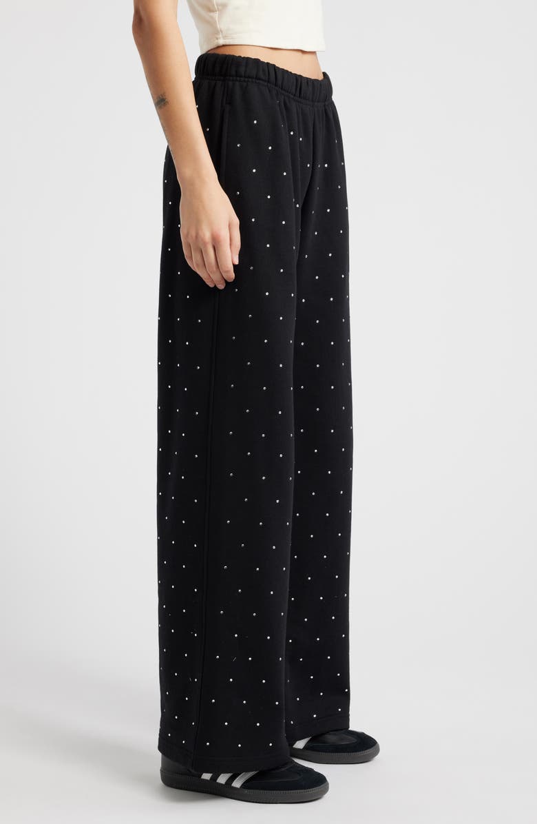 Good American Crystal Wide Leg Sweatpants, Alternate, color, Black001