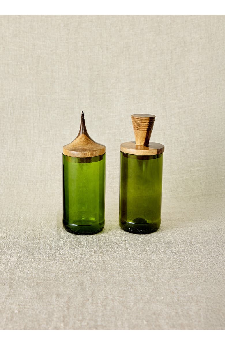 kanju Interiors Wooden Topped Apothecary Jar, Alternate, color, Green