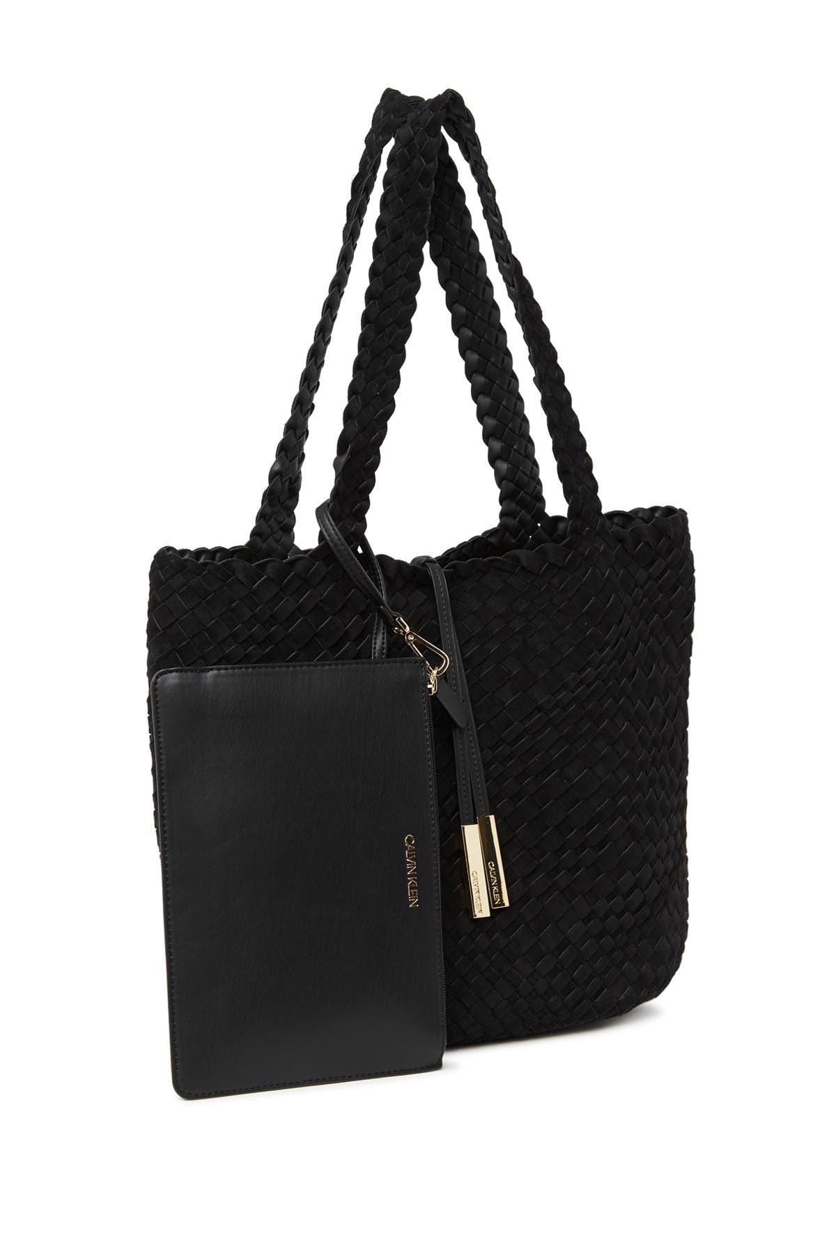 Calvin Klein Naomi Woven North/South Novelty Tote, Alternate, color, 