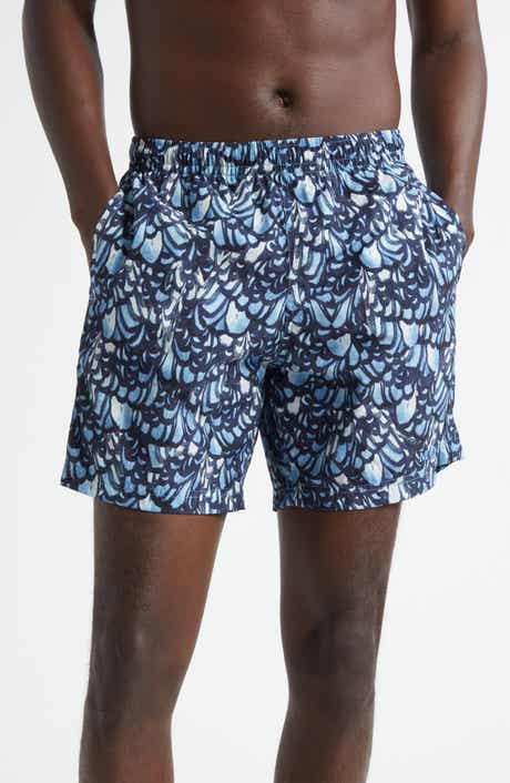 McQueen Feather Print Swim Trunks