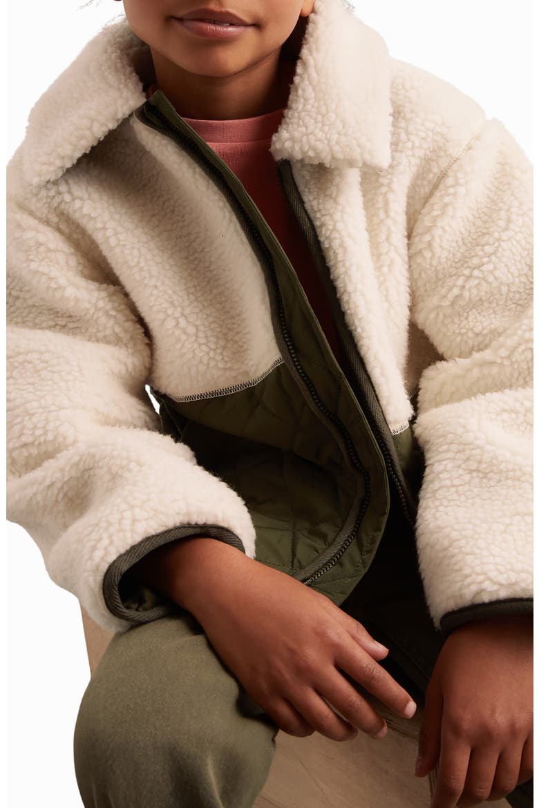 Kids' Jeanie Mixed Media Zip-Up Jacket, Alternate, color, ECRU