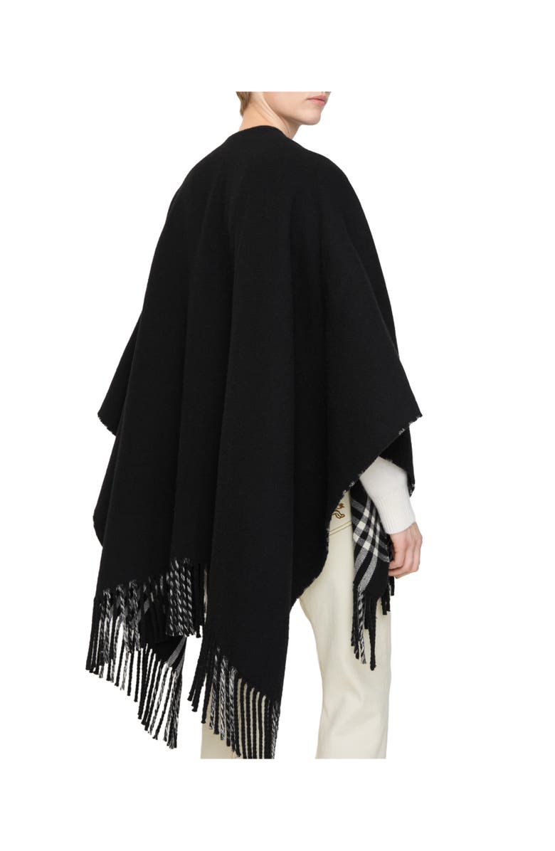 Burberry EKD Fil Coupé Wool Cape, Alternate, color, Black/Calico Beige