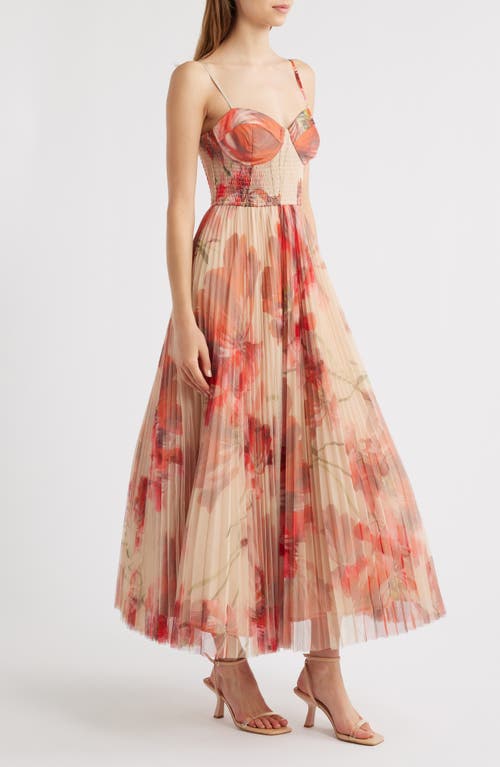 Hutch Brianna Sleeveless Bustier Pleated Tulle Maxi Dress
