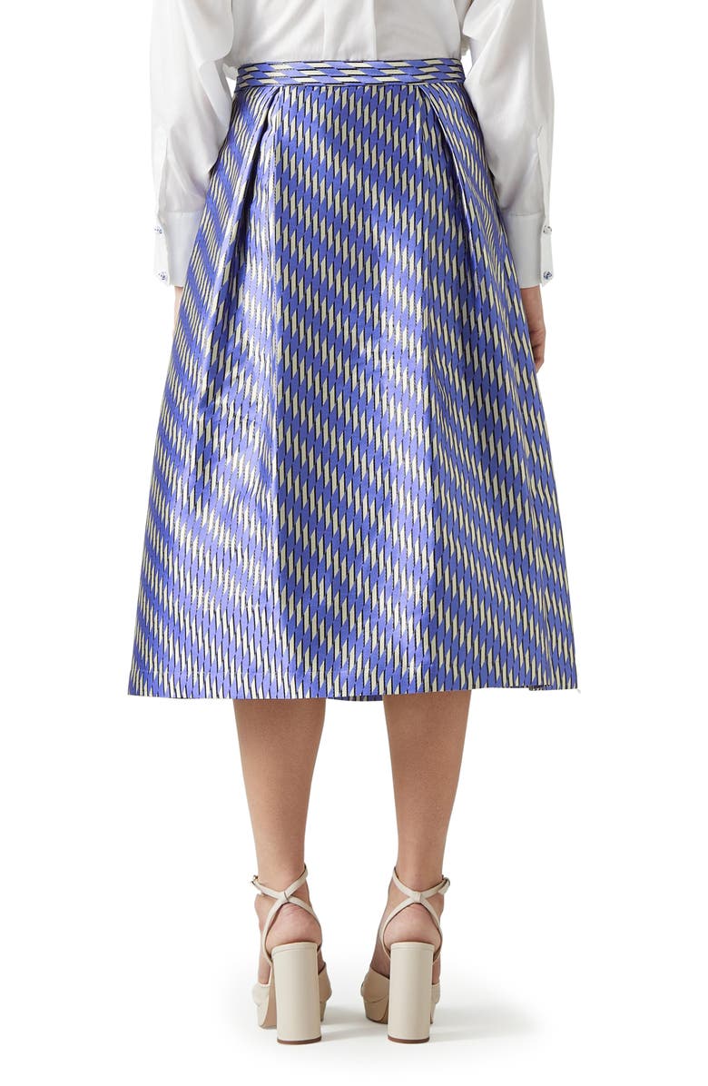 LK Bennett Olsen Metallic Pleated Midi Skirt, Alternate, color, Blue
