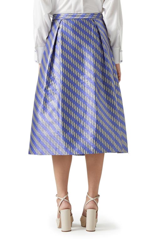 Lk Bennett Olsen Metallic Pleated Midi Skirt In Blue