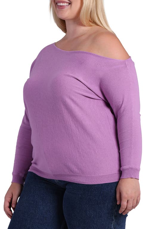 Shop Minnie Rose One-shoulder Cotton & Cashmere Sweater In Purple Heart