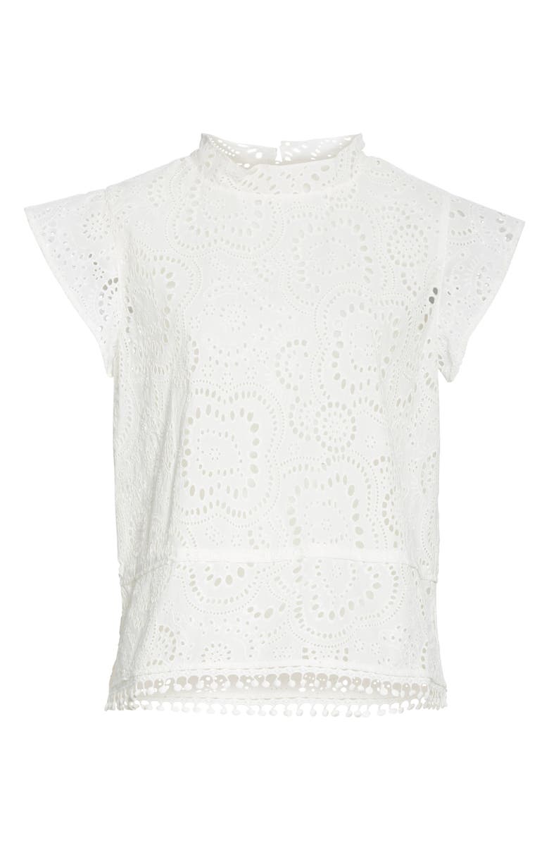 Nordstrom Signature Embroidered Flutter Sleeve Top, Alternate, color,