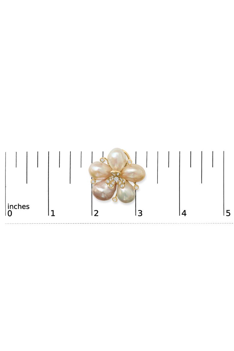 18K Rose Gold 3/8 Cttw Diamond and Freshwater Pearl Blossom Stud Earrings, Alternate, color, Pink