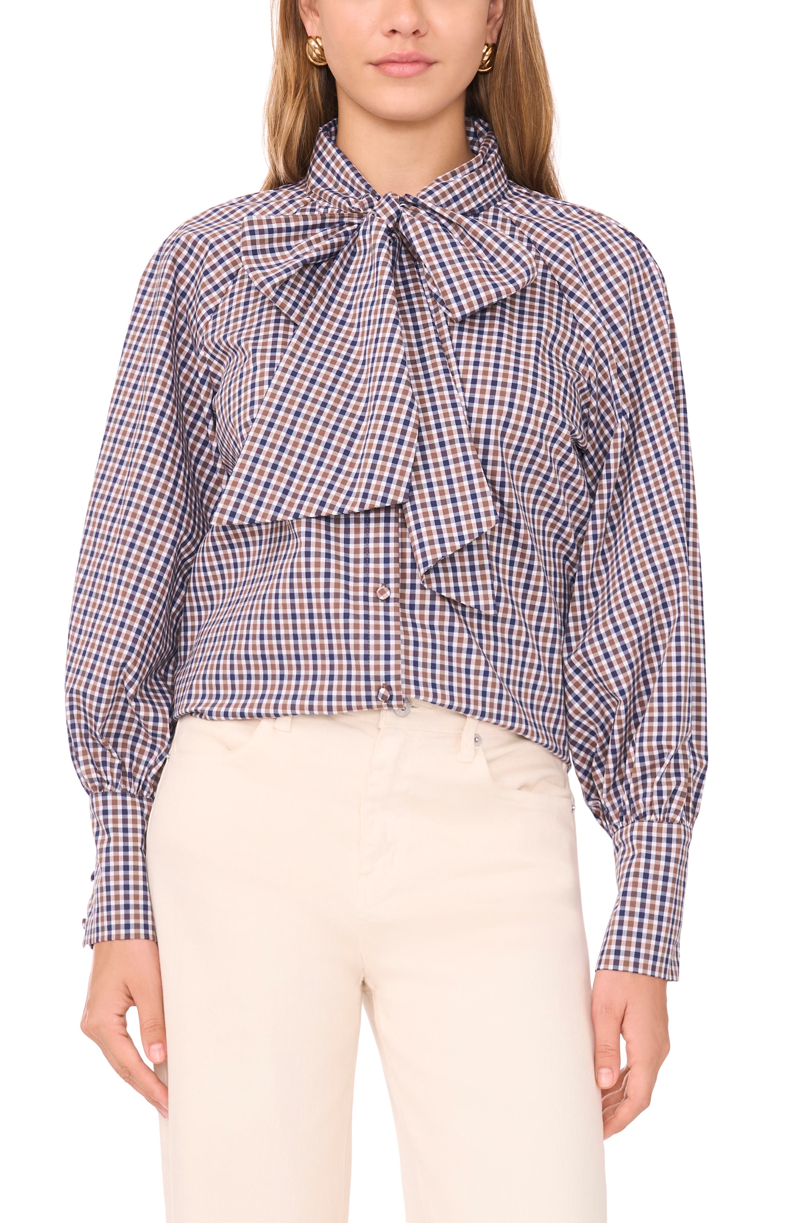 Bow Neck Poplin Shirt
