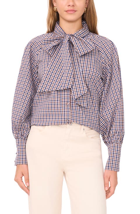 Bow Neck Poplin Shirt