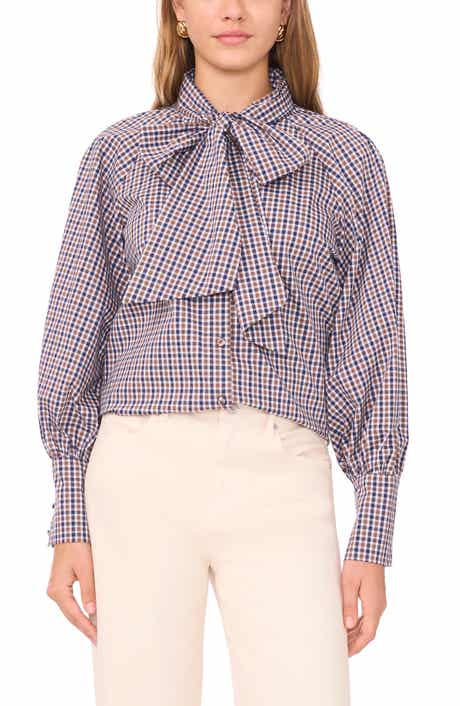 Bow Neck Poplin Shirt
