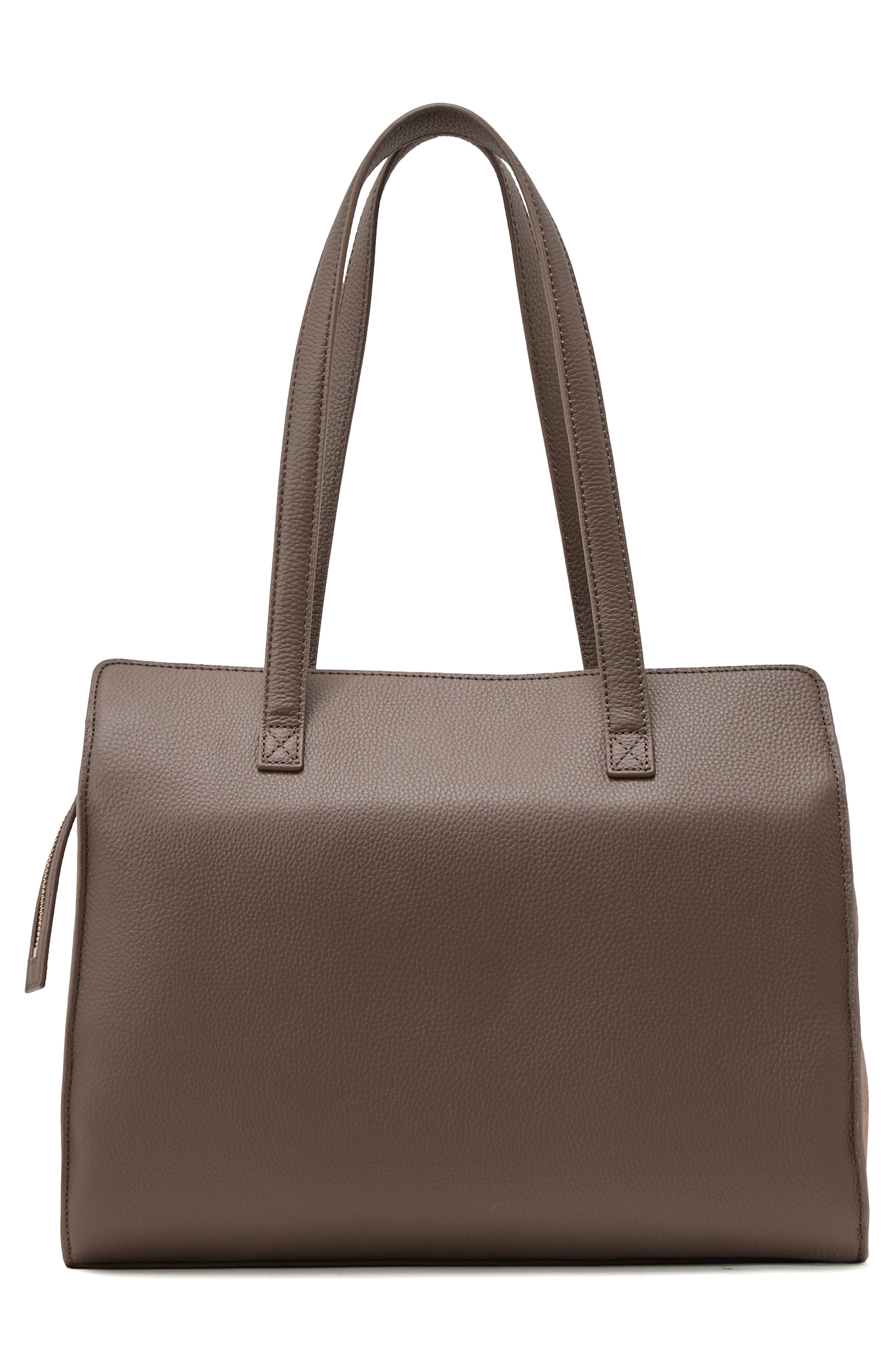 Reiss Delphine Leather Tote, Alternate, color, Taupe