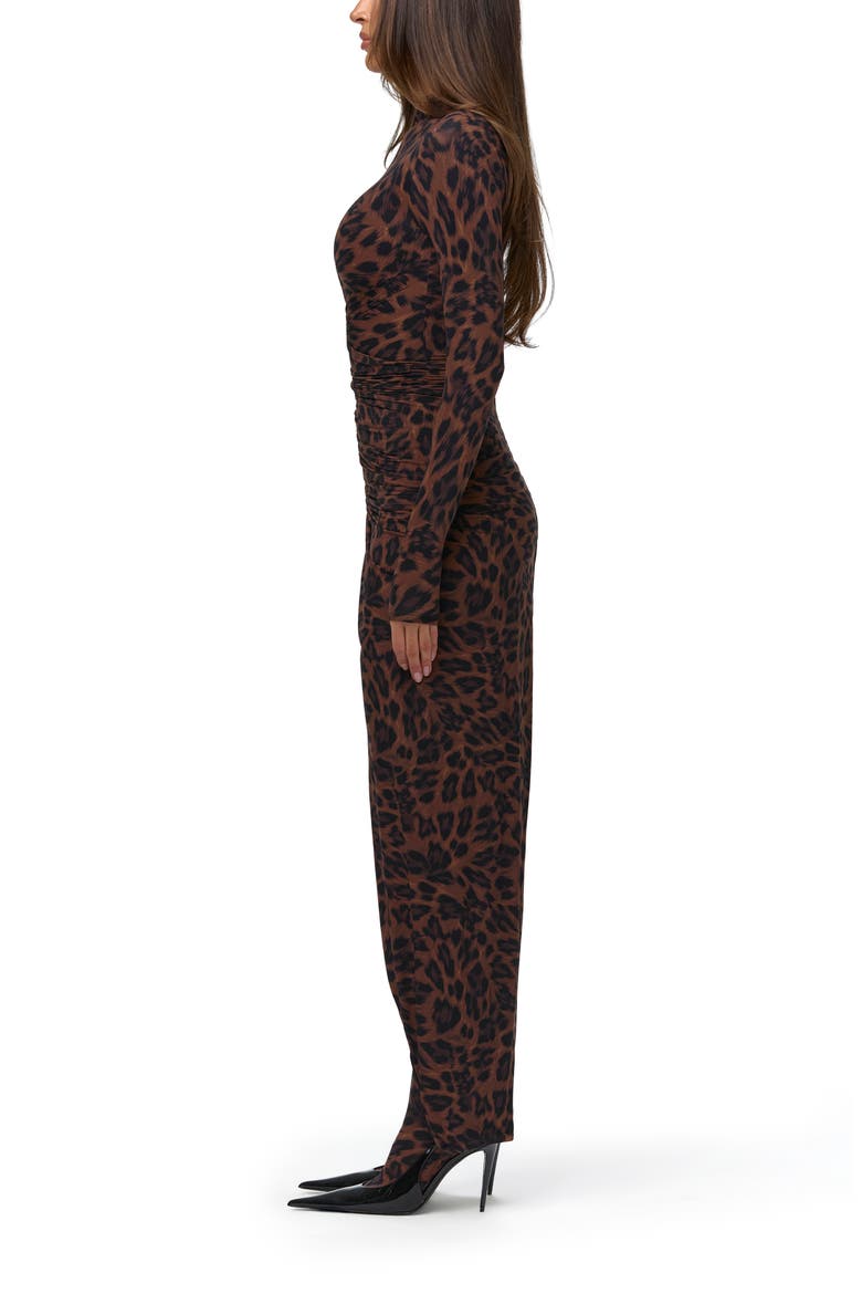 Funnel Neck Long Sleeve Jumpsuit Dress, Alternate, color, BRUSHED LEOPARD
