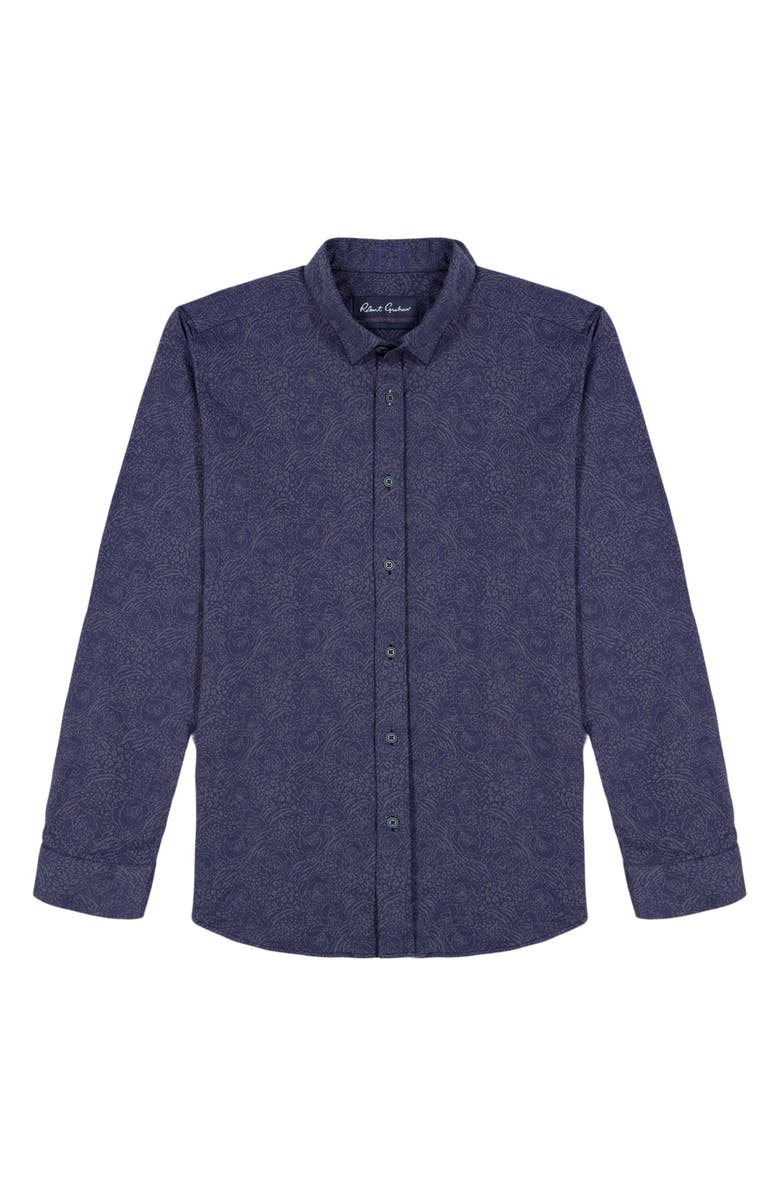 Robert Graham Kevin Jacquard Button-Up Shirt, Alternate, color, Indigo