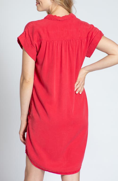 Apny Short Sleeve Shirtdress In Red