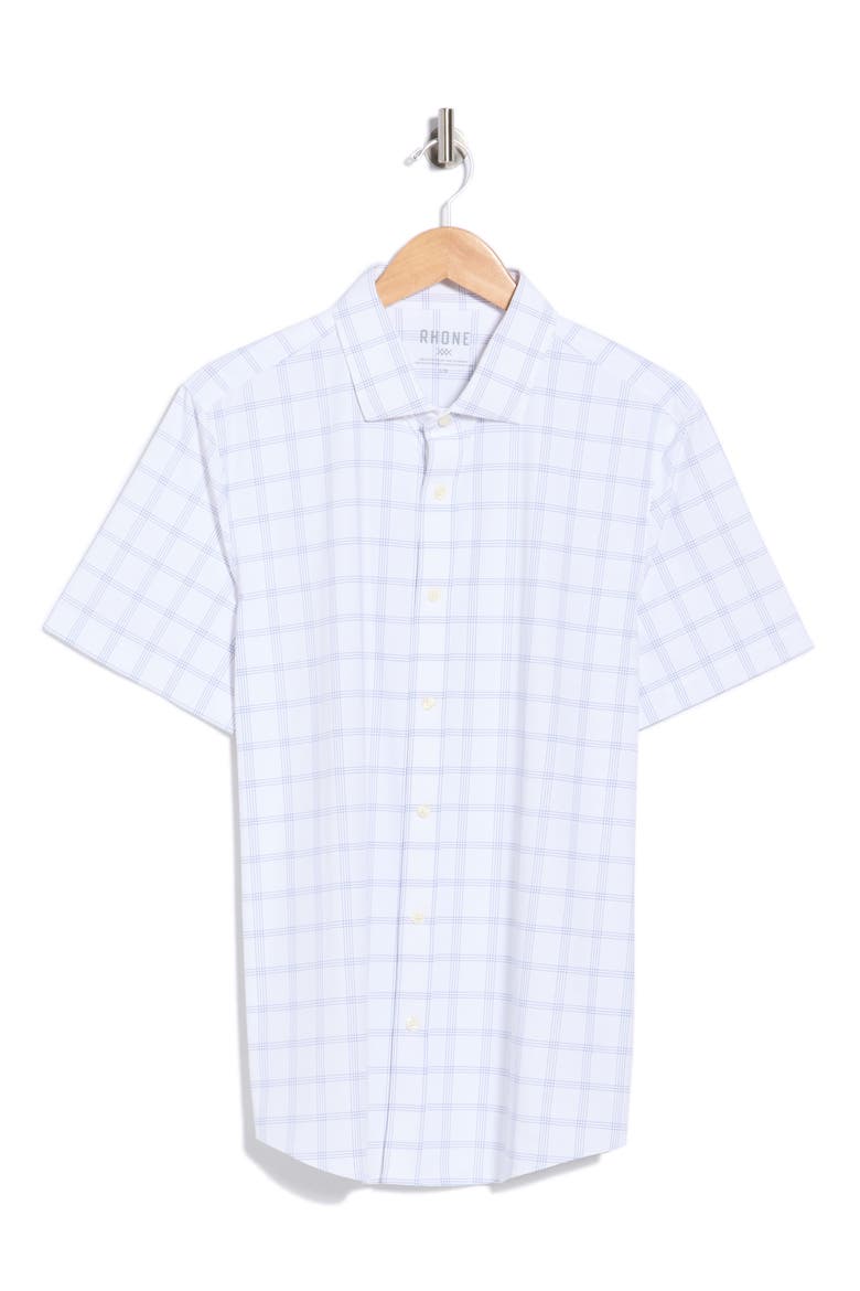 State of Mind Plaid Short Sleeve Button-Up Shirt, Main, color, BLUE MARLIN/ WHITE PLAID
