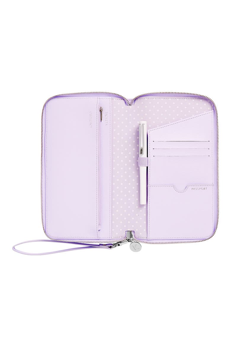 Leather Zip-Around Travel Wallet, Alternate, color, LILAC