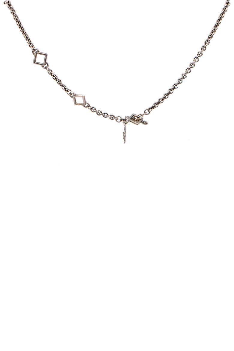 Old World White Sapphire Station Necklace, Alternate, color, SILVER