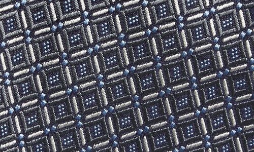 David Donahue Geometric Silk Tie In Gray