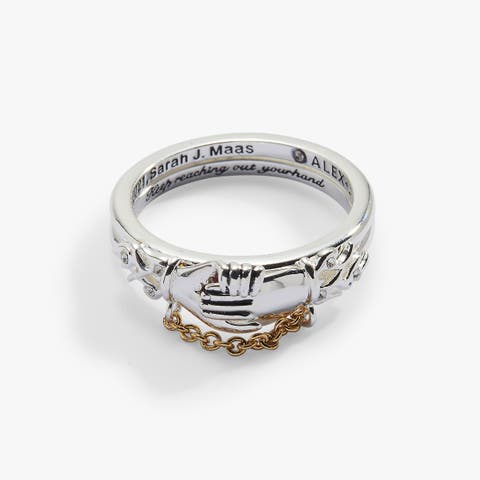 A Court of Thorns and Roses 'Keep Reaching Out Your Hand' Nesta & Cassian Ring Set of 2