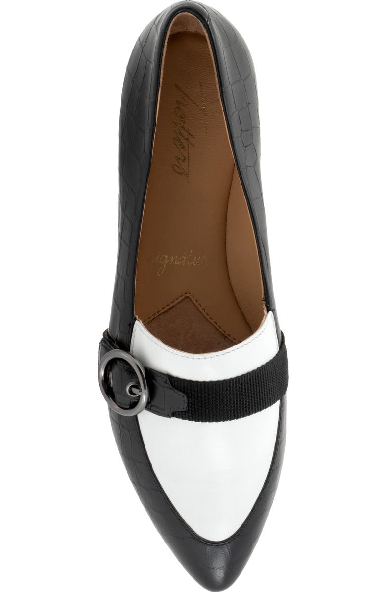 Trotters Emmett Pointed Toe Loafer Flat, Alternate, color, Black/ White
