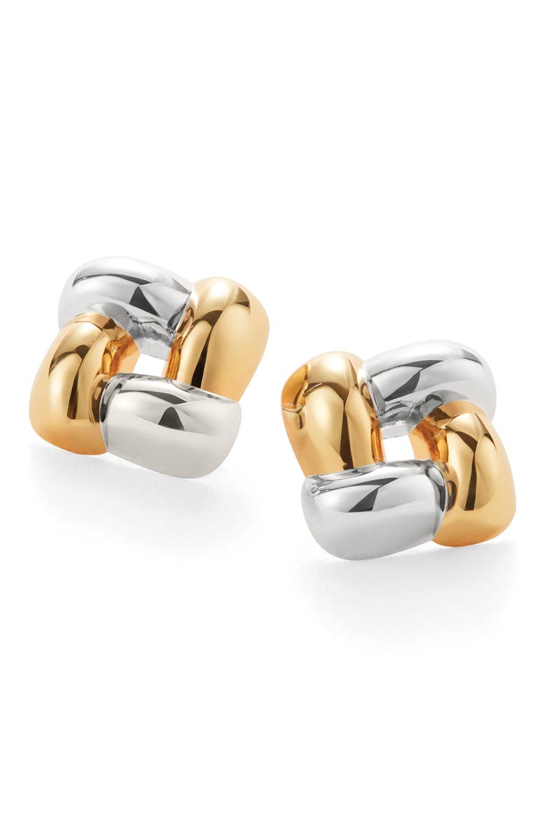Medium Woven Square Earrings, Main, color, TWO-TONE