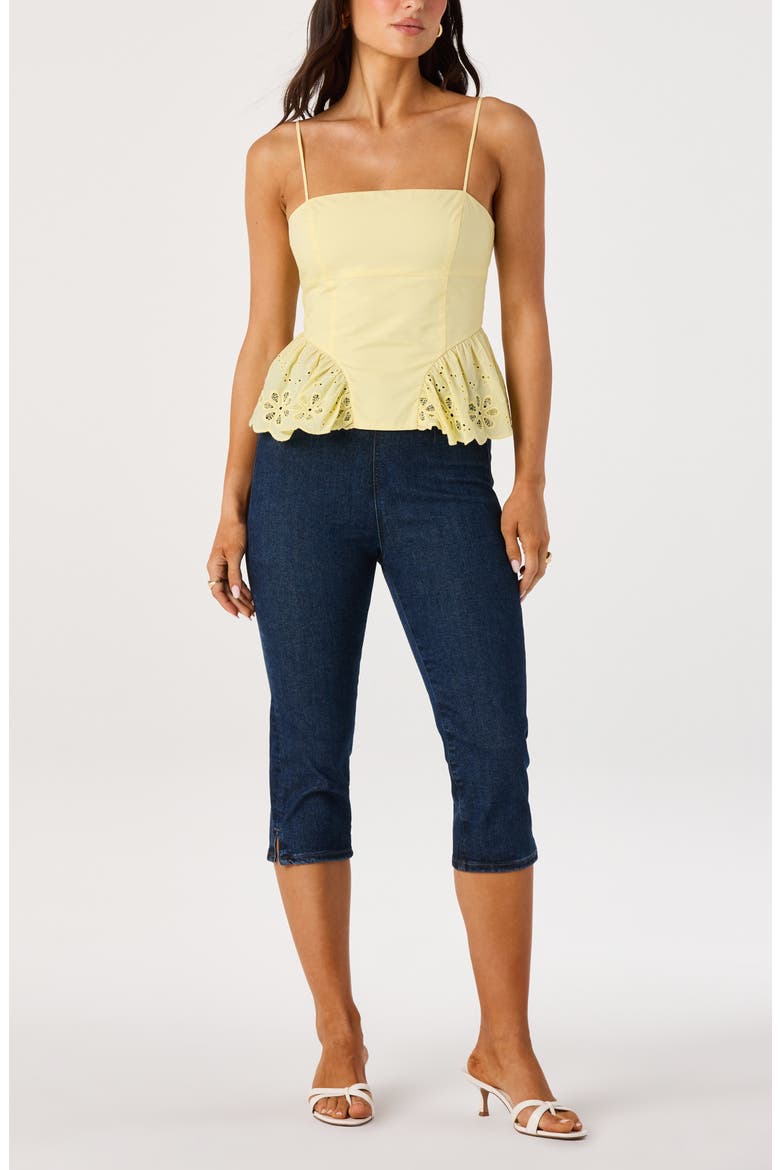 Teale Eyelet Cotton Peplum Top, Alternate, color, YELLOW