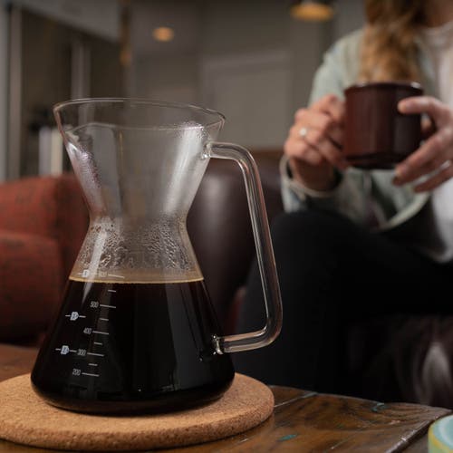 London Sip Glass Pour Over Carafe W/ Reusable Filter, 600ml In Transparent