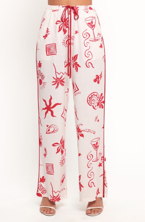 Malta Mixed Print Drawstring Pants