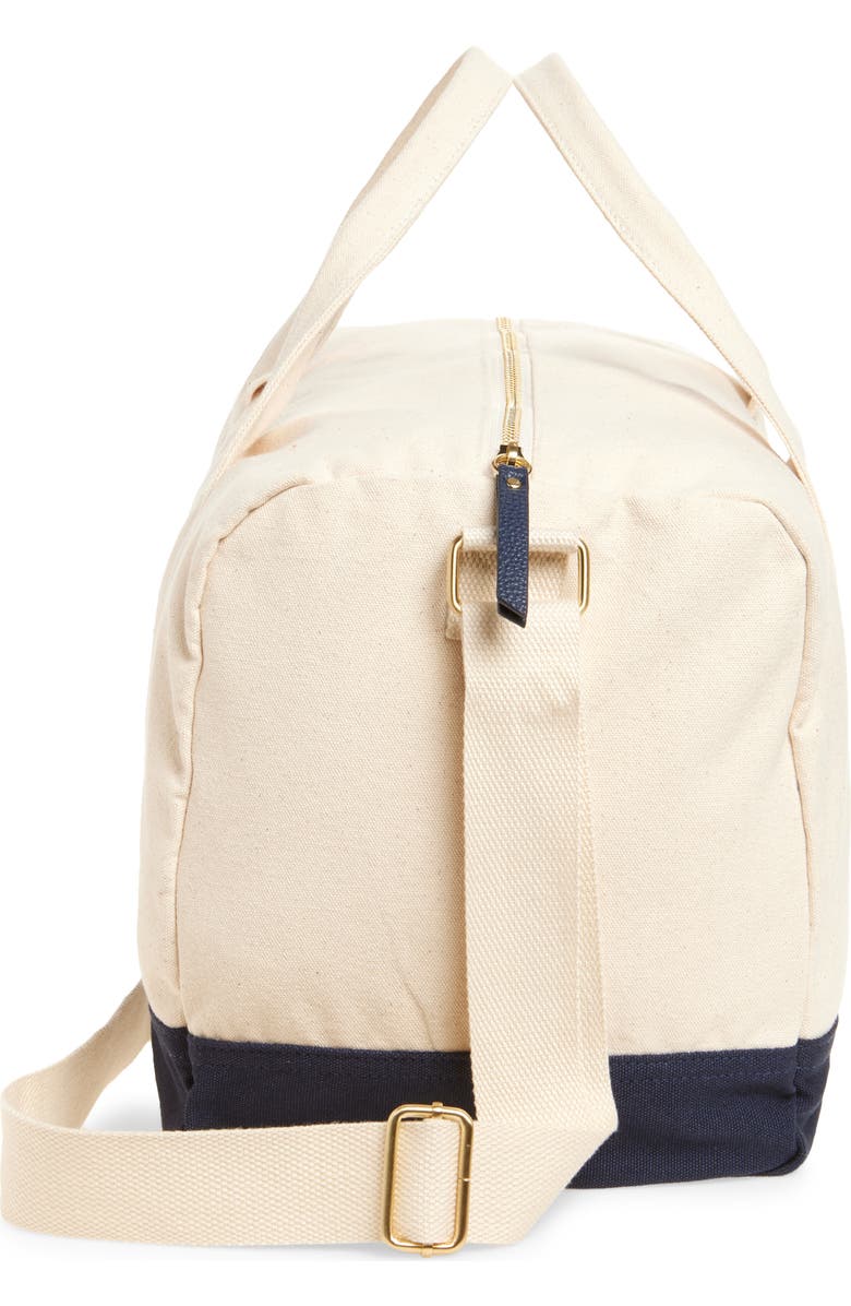 Favorite Daughter Go Sports Embroidered Canvas Duffle Bag, Alternate, color, Natural Navy Blaze