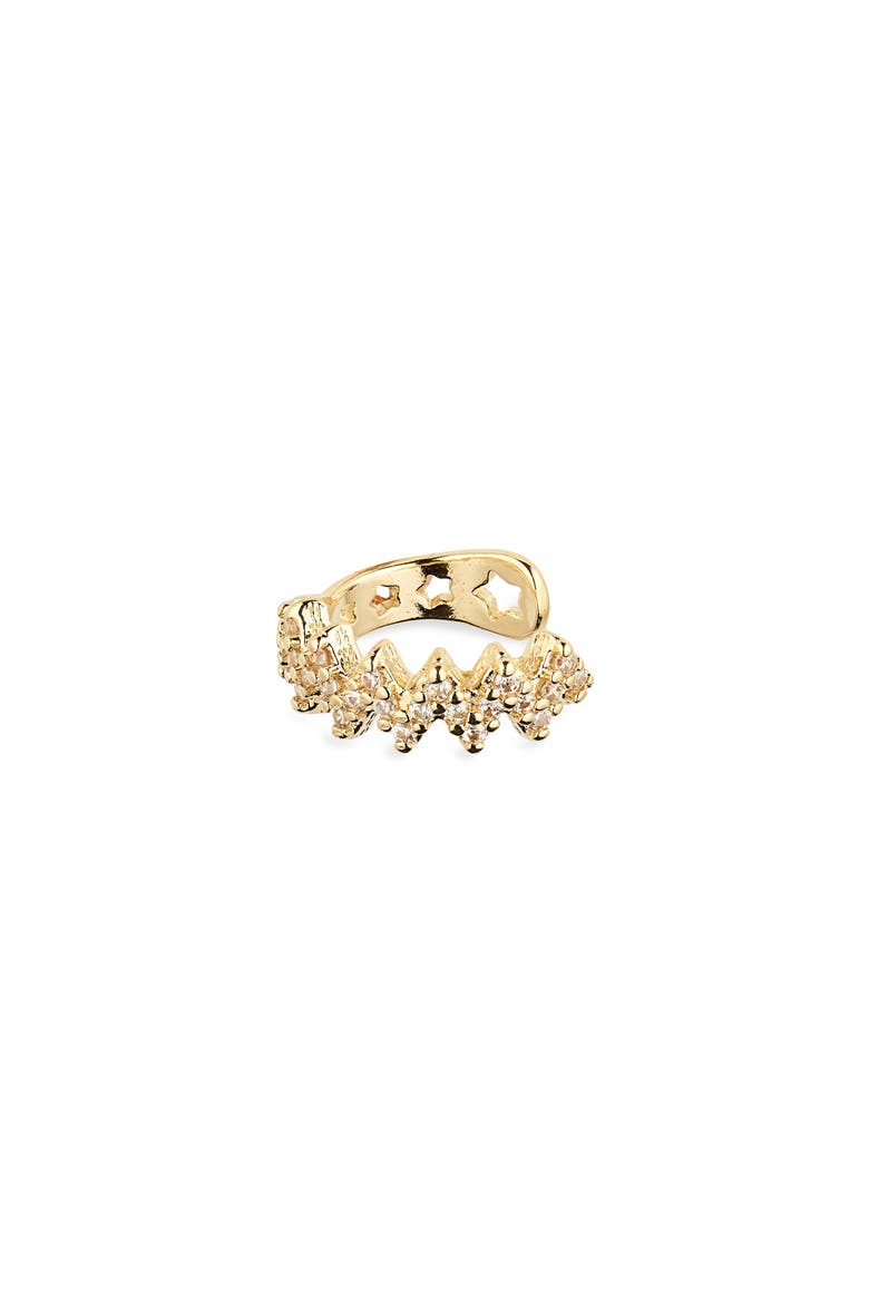 Cubic Zirconia Star Ear Cuff, Main, color, GOLD
