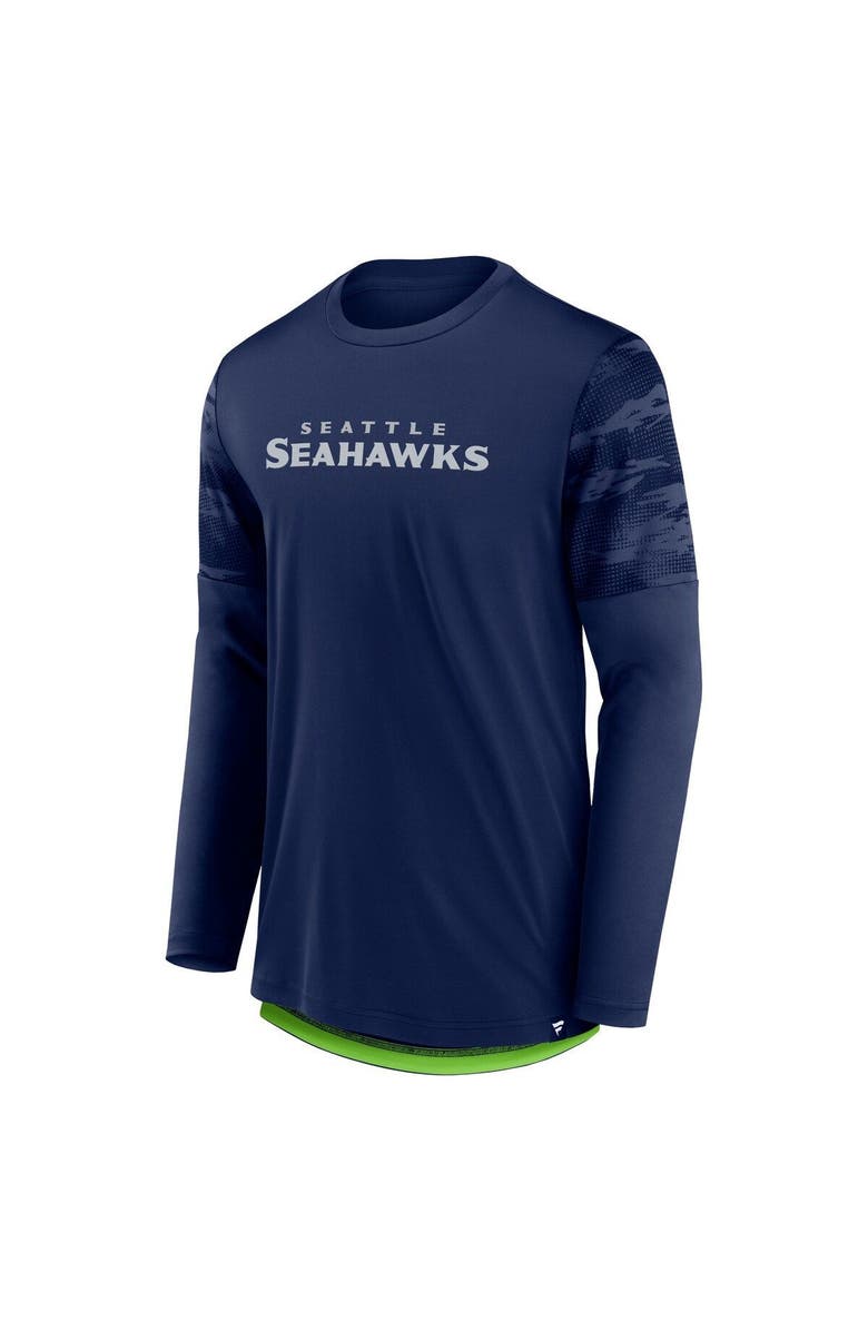 FANATICS Men's Fanatics Branded College Navy/Neon Green Seattle Seahawks Square Off Long Sleeve T-Shirt, Alternate, color,