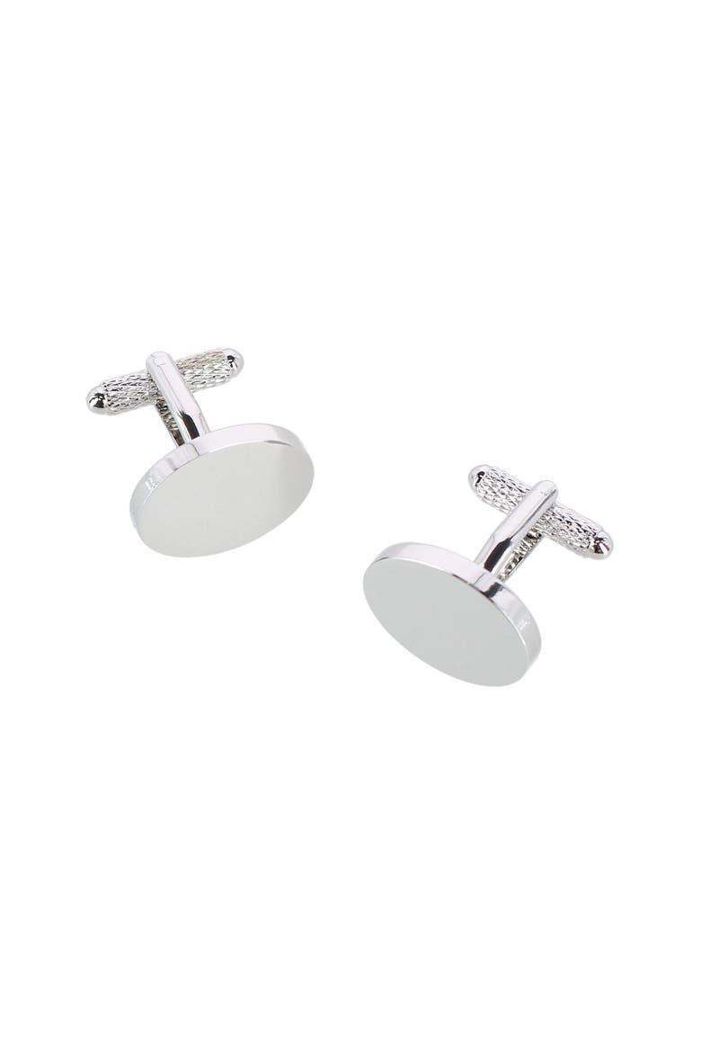 Asher Oval Brass  Cufflinks, Main, color, Silver