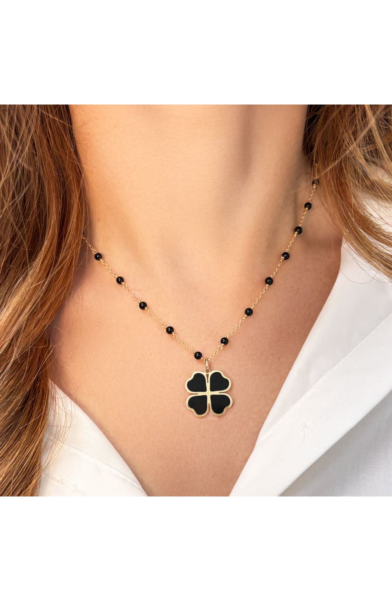 The Lovery Fine Jewelry Onyx Bead Chain Necklace, Alternate, color, Onyx