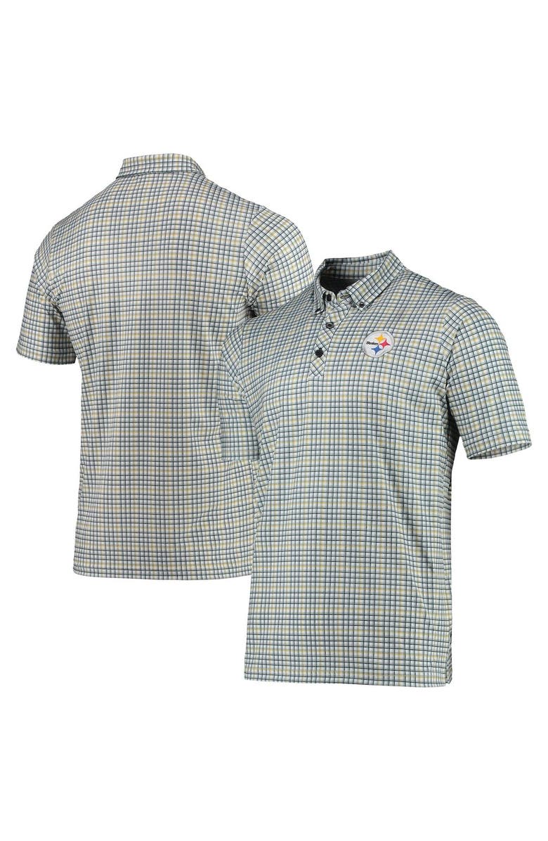 ANTIGUA Men's Antigua Gray/Black Pittsburgh Steelers Deliver Button-Down Polo, Main, color, White