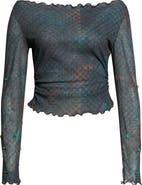 Siedrés Elara Embellished Check Off the Shoulder Crop Top