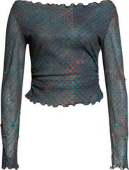 Siedrés Elara Embellished Check Off the Shoulder Crop Top