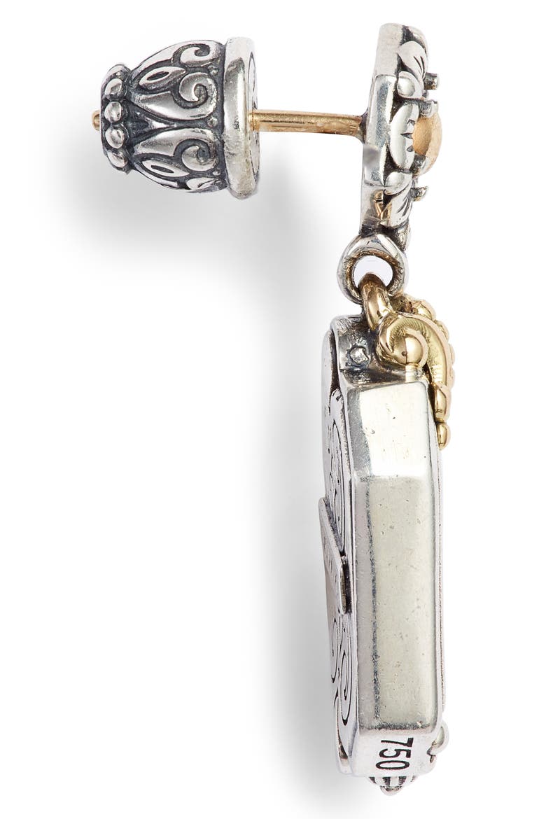 Calypso Shield Drop Earrings, Alternate, color, SILVER/ GOLD/ ONYX