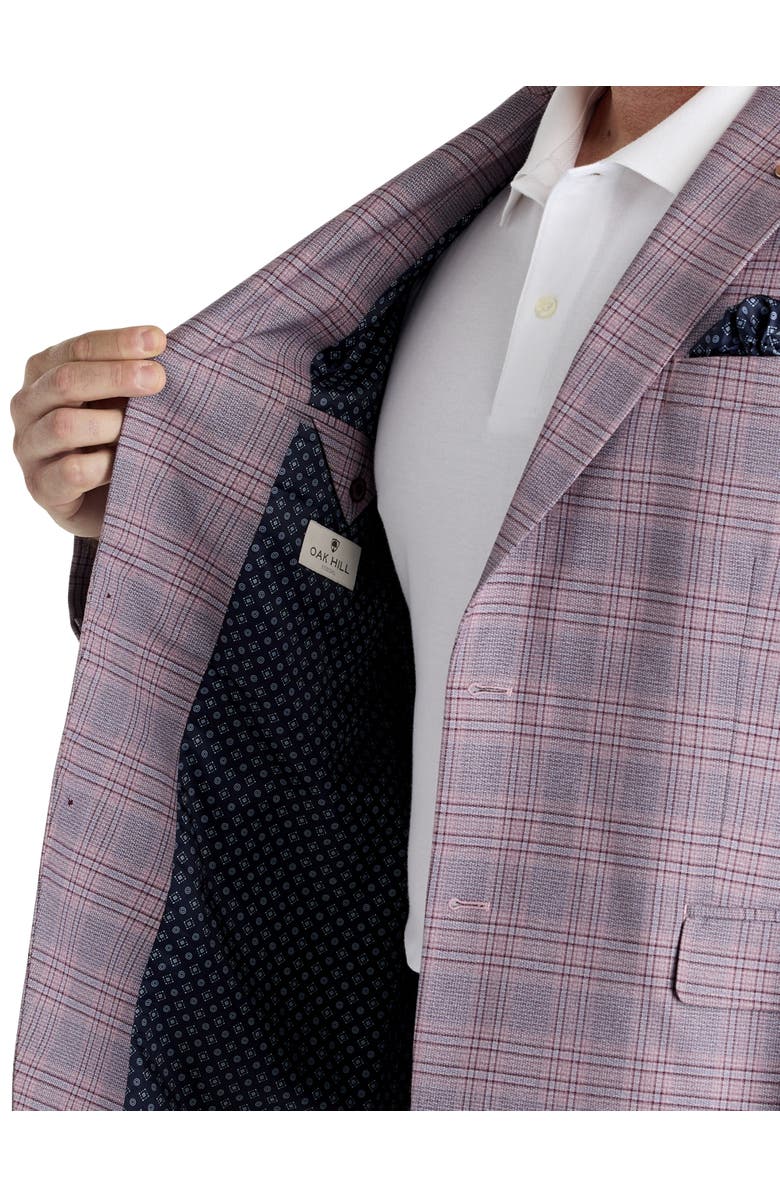 Oak Hill by DXL Big & Tall Springtime Windowpane Sport Coat, Alternate, color, Berry