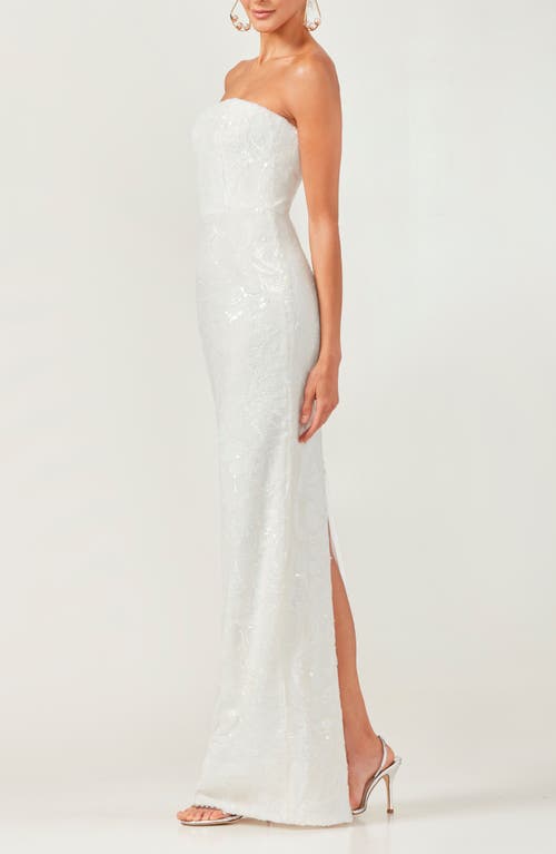 Helsi Serena Strapless Floral Sequin Column Gown In White