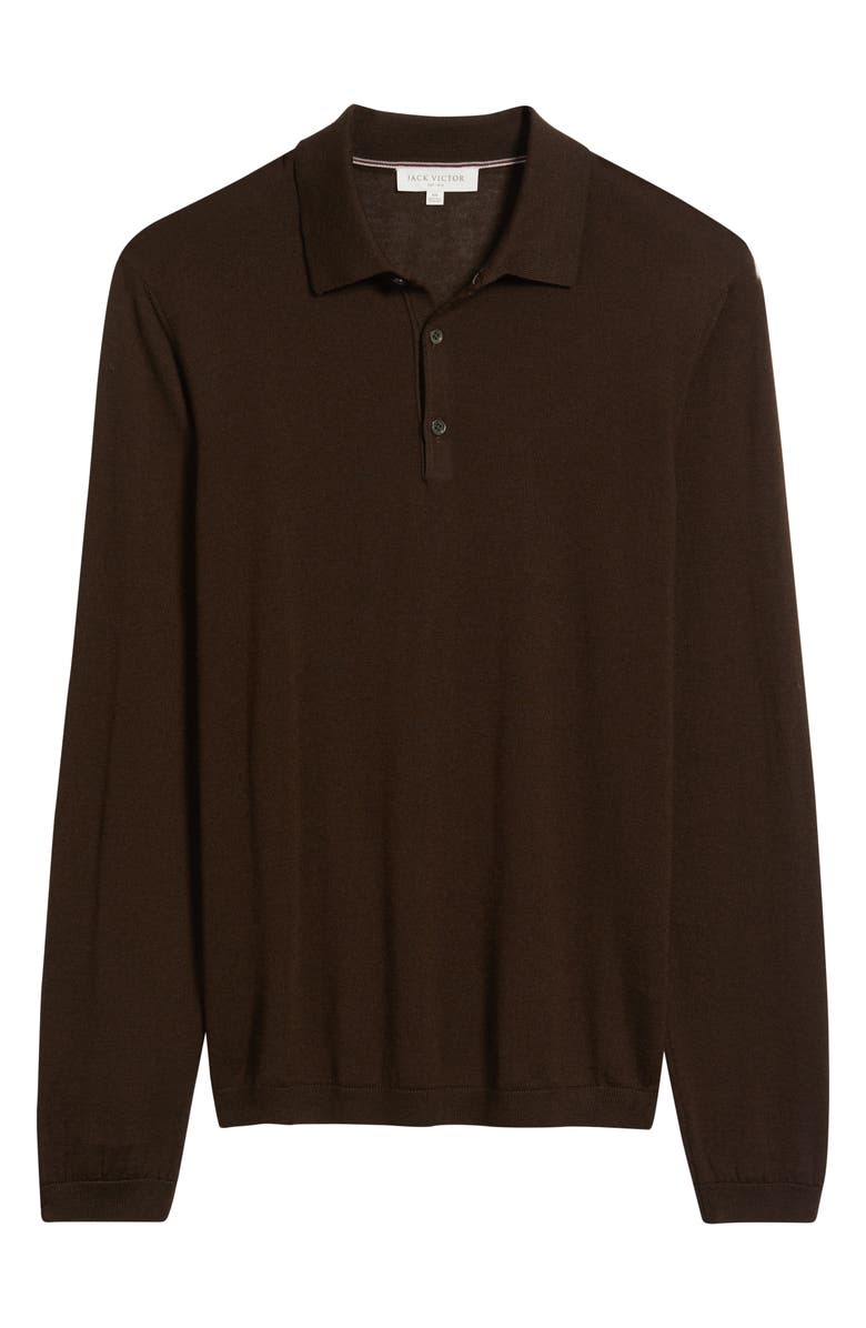 Jack Victor Long Sleeve Wool & Silk Polo Sweater, Alternate, color, Brown