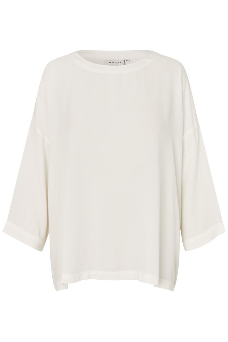 Mabecca Round Neck Draped Blouse, Alternate, color, Cream