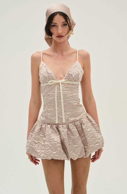 For Love & Lemons Flower Satin Mini Dress-rose In Pink Floral