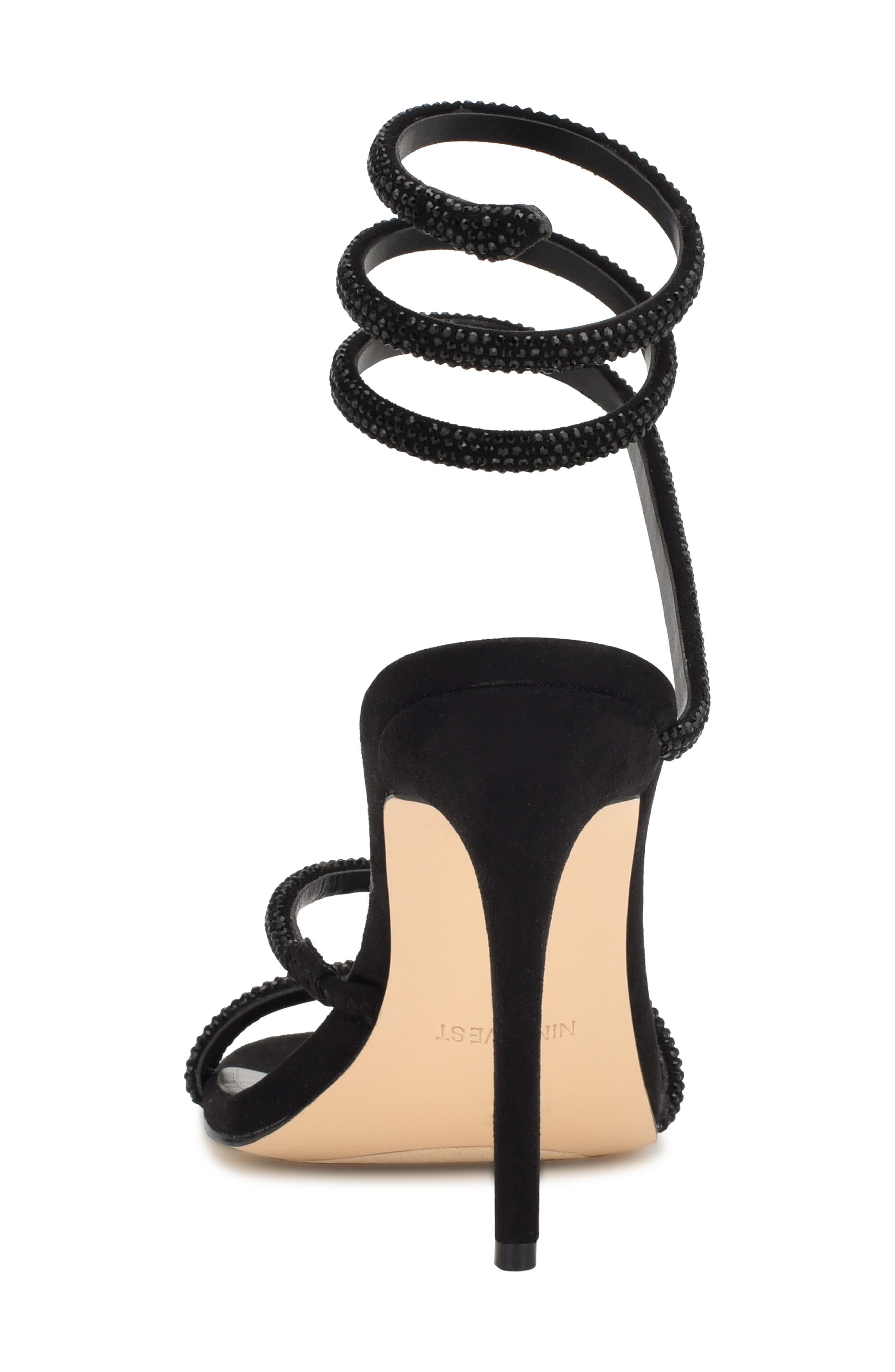 Nine West Maskill Rhinestone Ankle Wrap Sandal, Alternate, color, Black 001