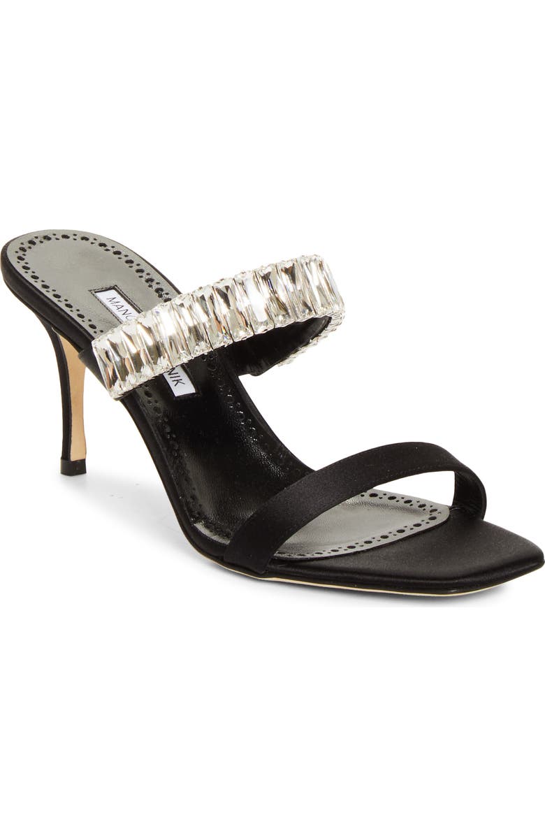 Manolo Blahnik Sako Bay Crystal Embellished Sandal, Main, color, Black