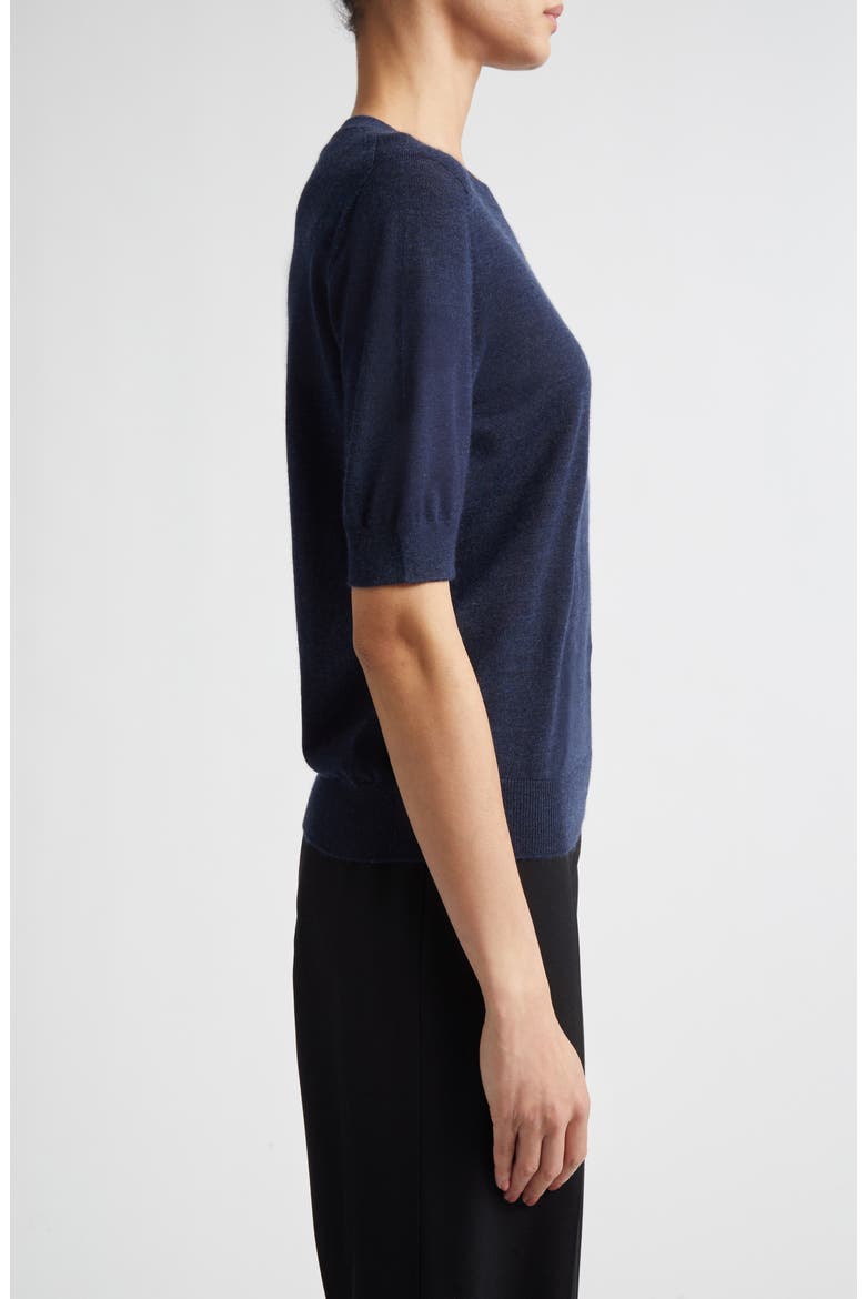 Honor Short Sleeve Cashmere Crewneck Sweater, Alternate, color, BARRA NAVY