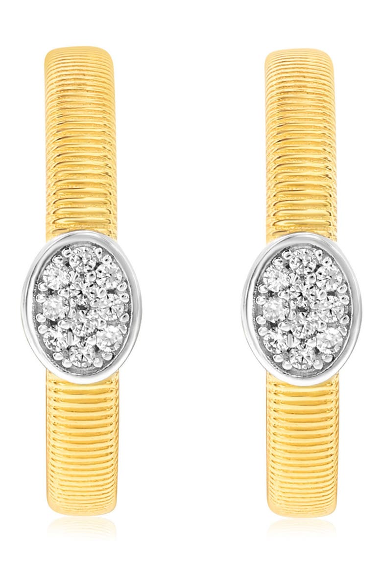 Golden Helix Pavé Cubic Zirconia Huggie Hoop Earrings, Alternate, color, YELLOW