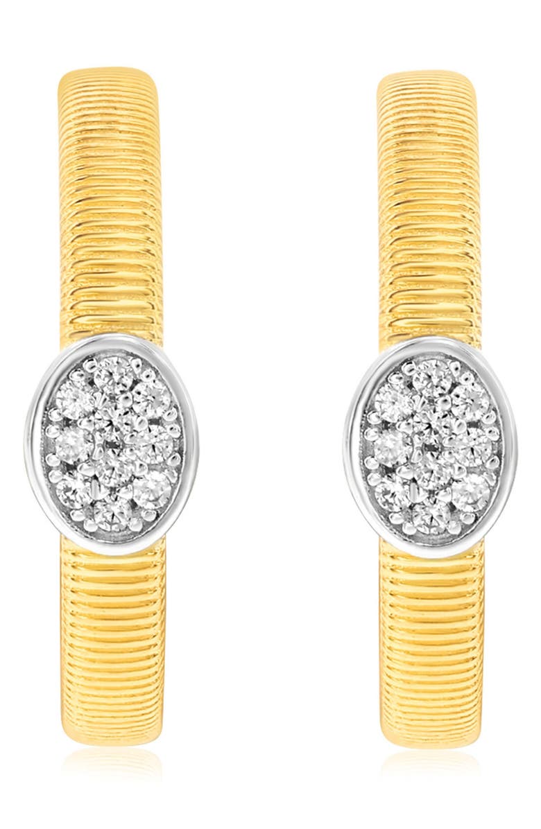 SUZY LEVIAN Golden Helix Pavé Cubic Zirconia Huggie Hoop Earrings, Alternate, color, Yellow